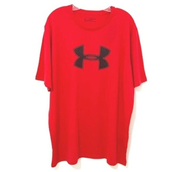 Under Armour Men's UA Big Logo Short Sleeve Red/Black T-Shirt - Picture 1 of 5